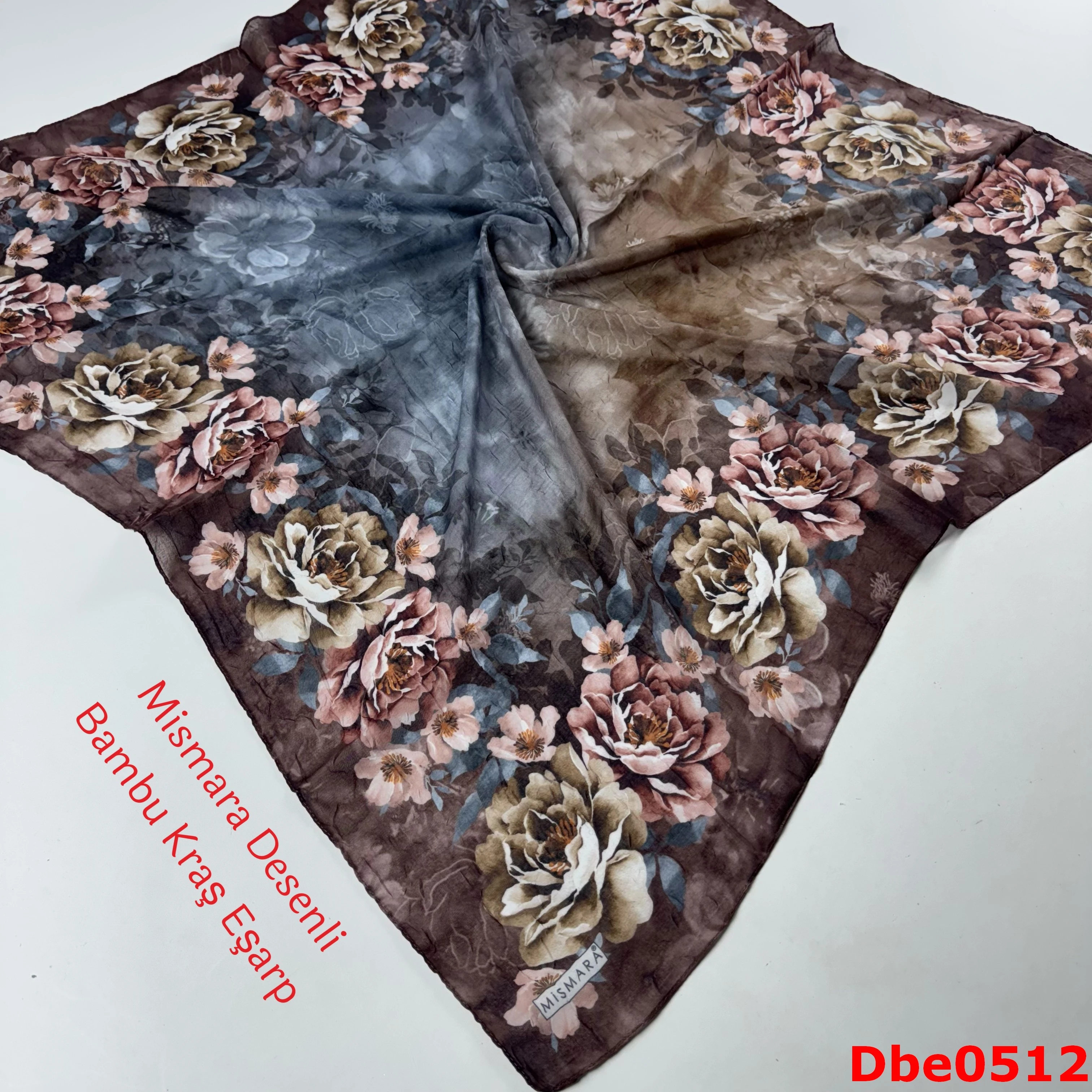 P-035 Mismara Desenli Bambu Kraş Eşarp