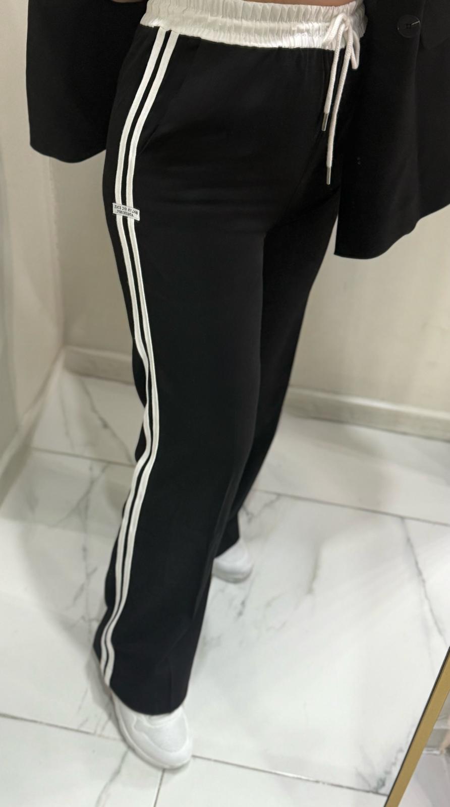 Beli lastikli şeritli pantolon