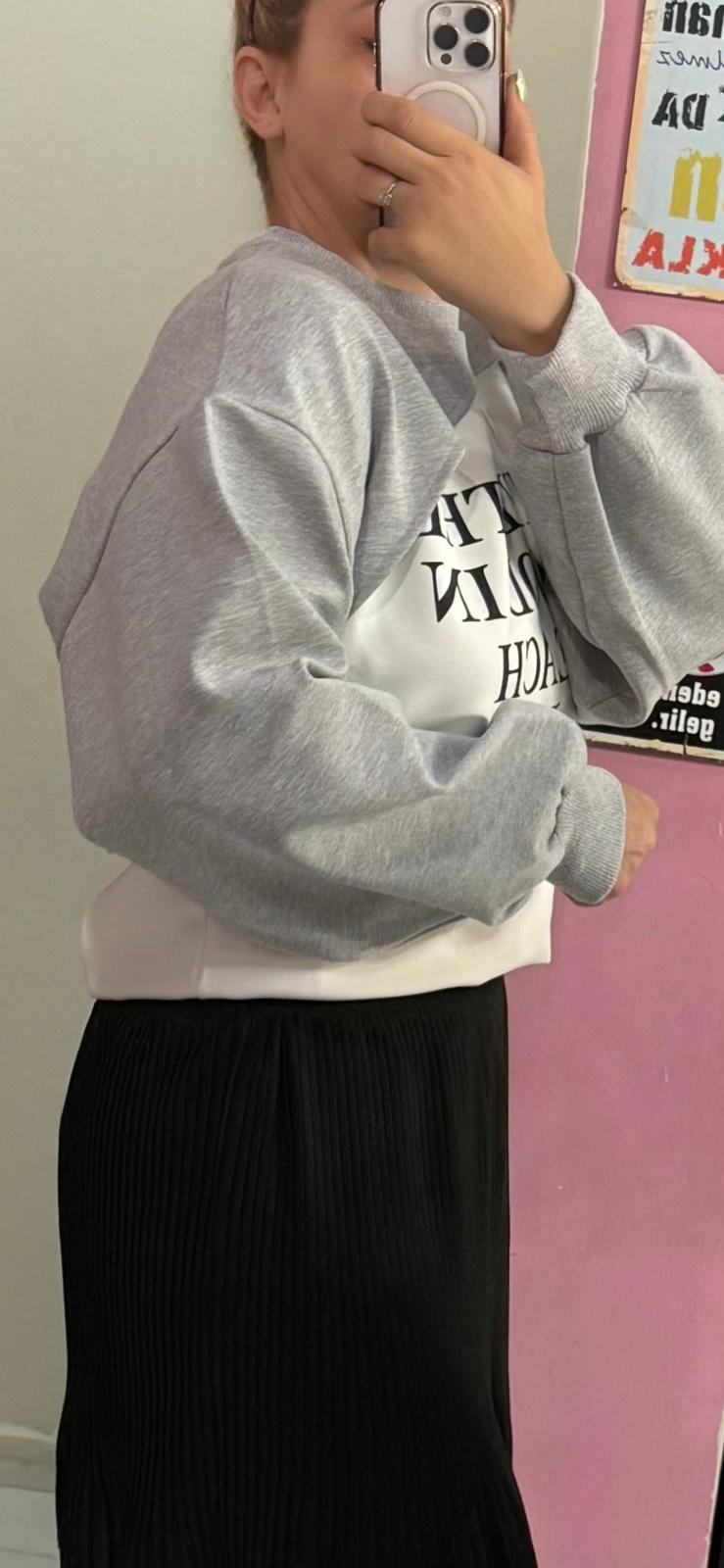 YAZI DETAY SWEATSHİRT