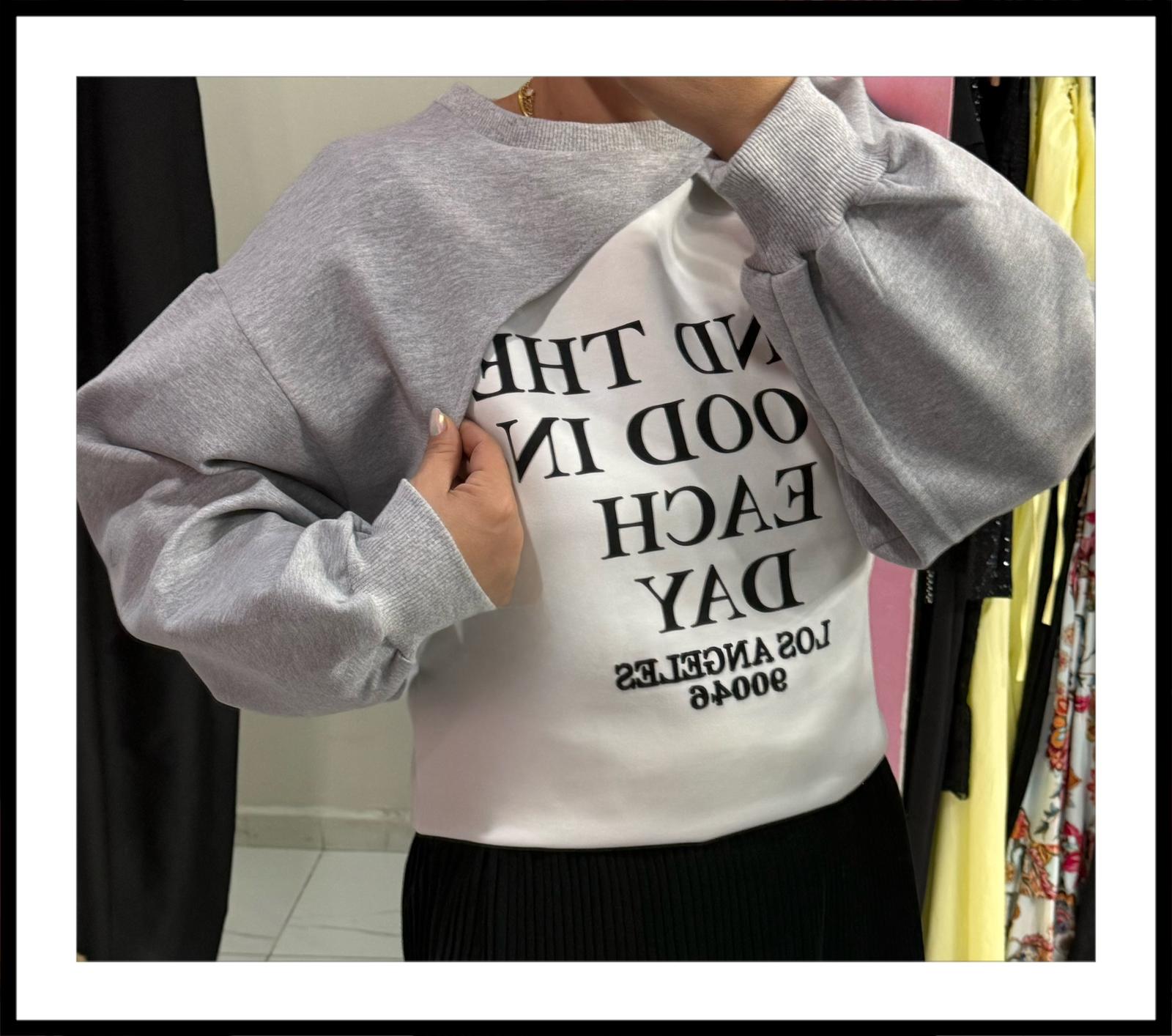 YAZI DETAY SWEATSHİRT