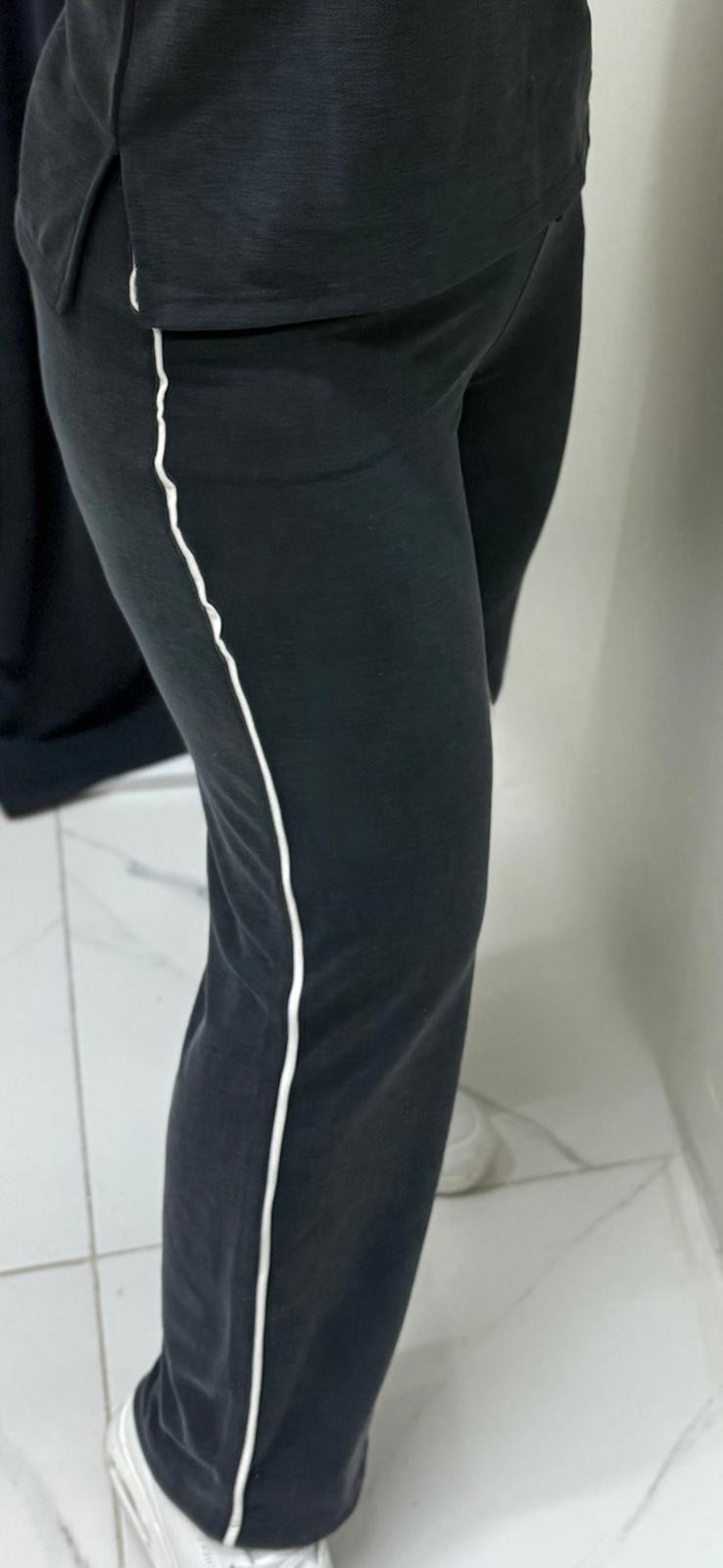 ÖRME KUMAŞ ŞERİTLİ POLO YAKA TAKIM