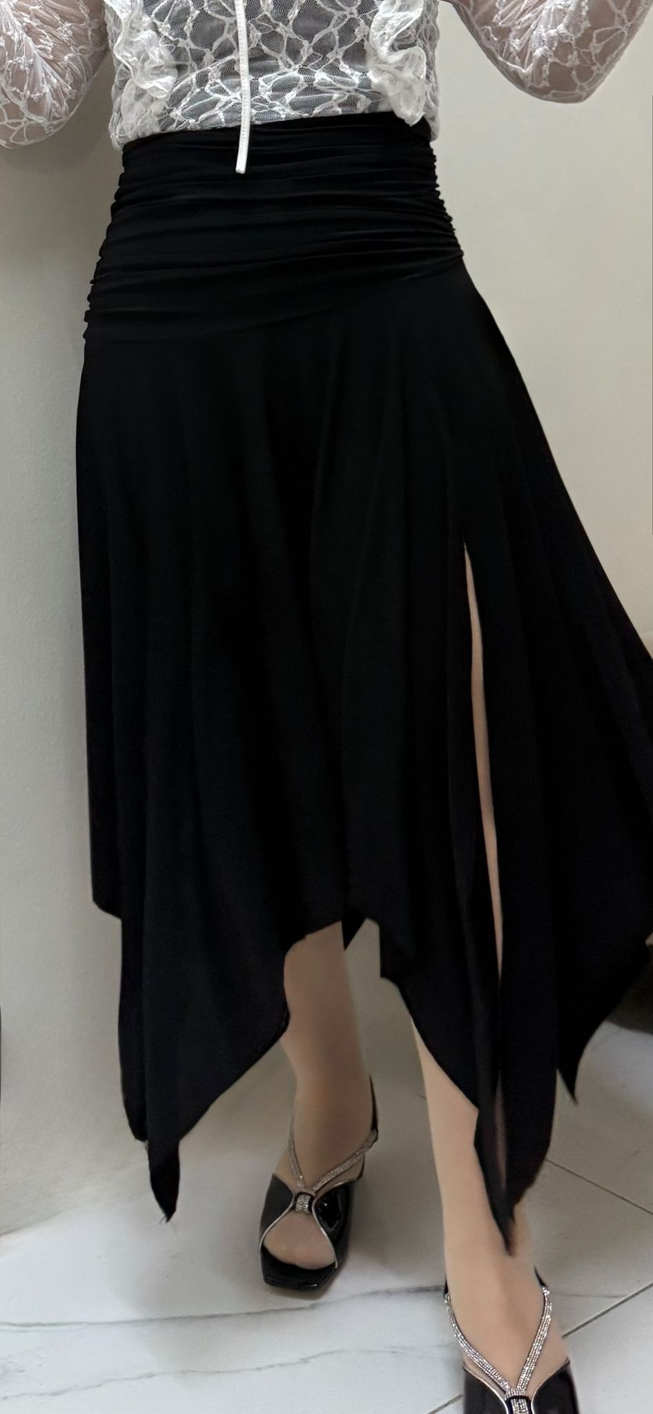 BELİ KORSELİ YIRTMAÇLI FERMUARLI ETEK