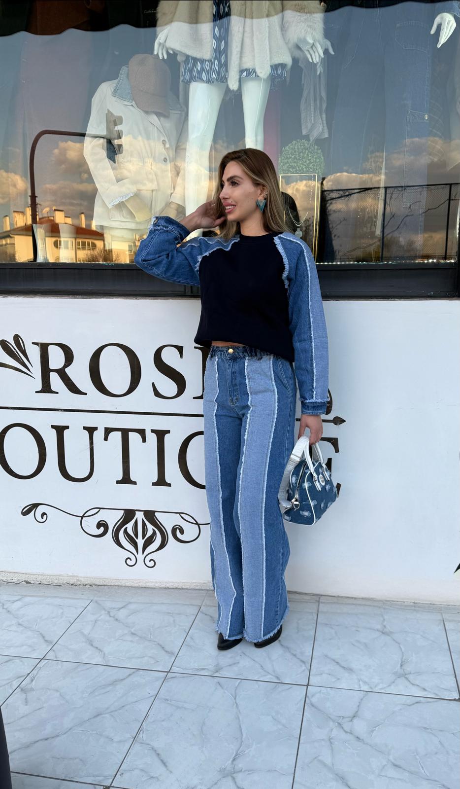 PATCH DENİM SWEAT GARNİLİ İKİ İPLİK TAKIM