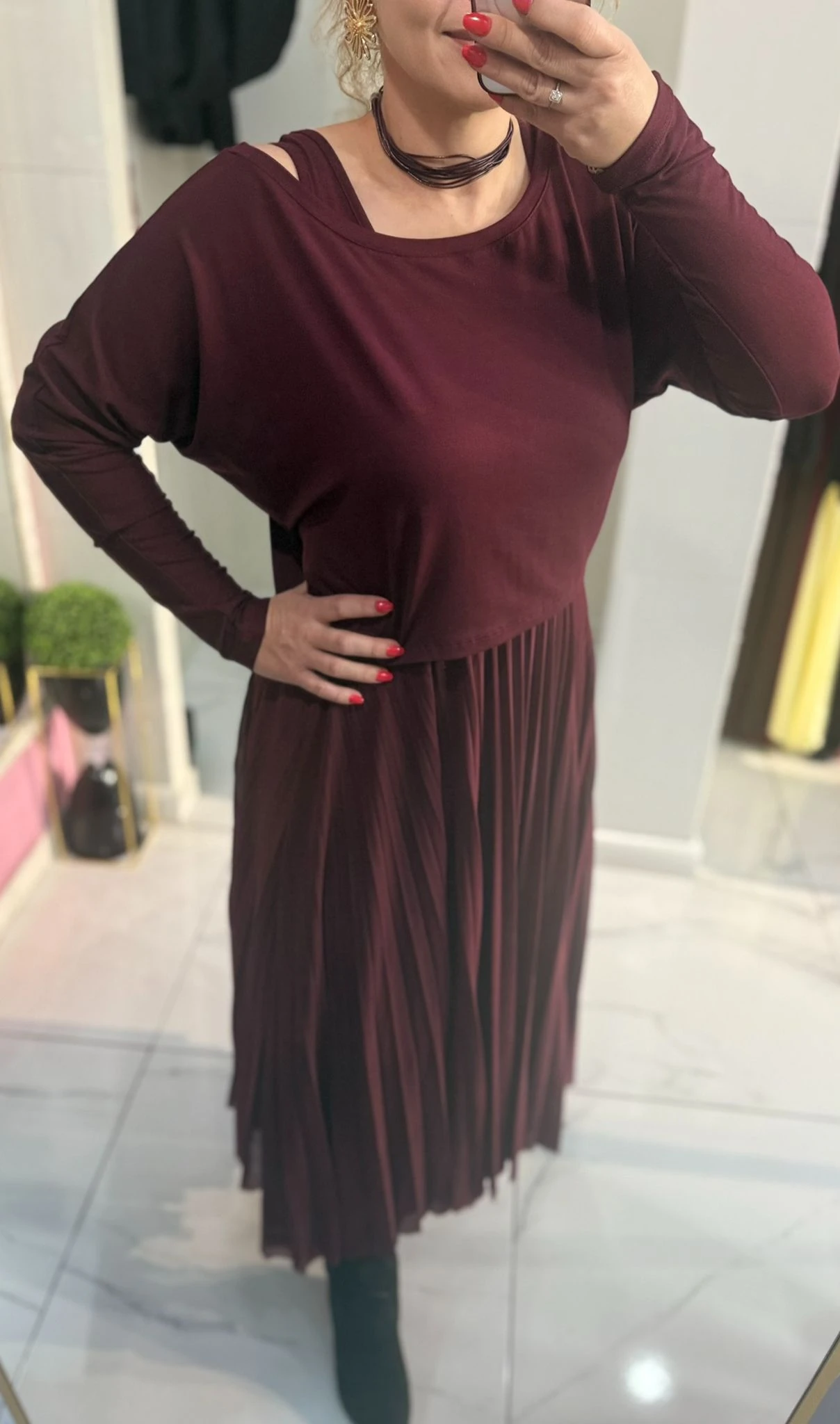 PLİSELİ İKİLİ ELBİSE