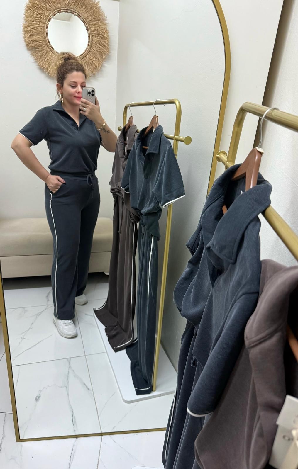 ÖRME KUMAŞ ŞERİTLİ POLO YAKA TAKIM