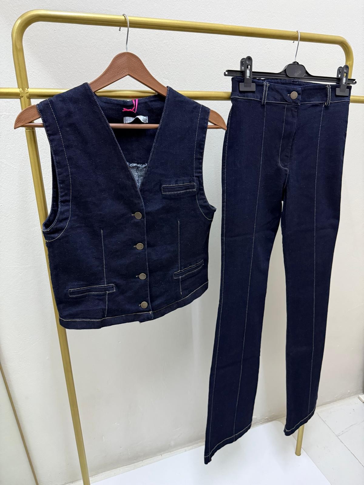 Full Likralı Yelek Pantolon denim Fit Takım