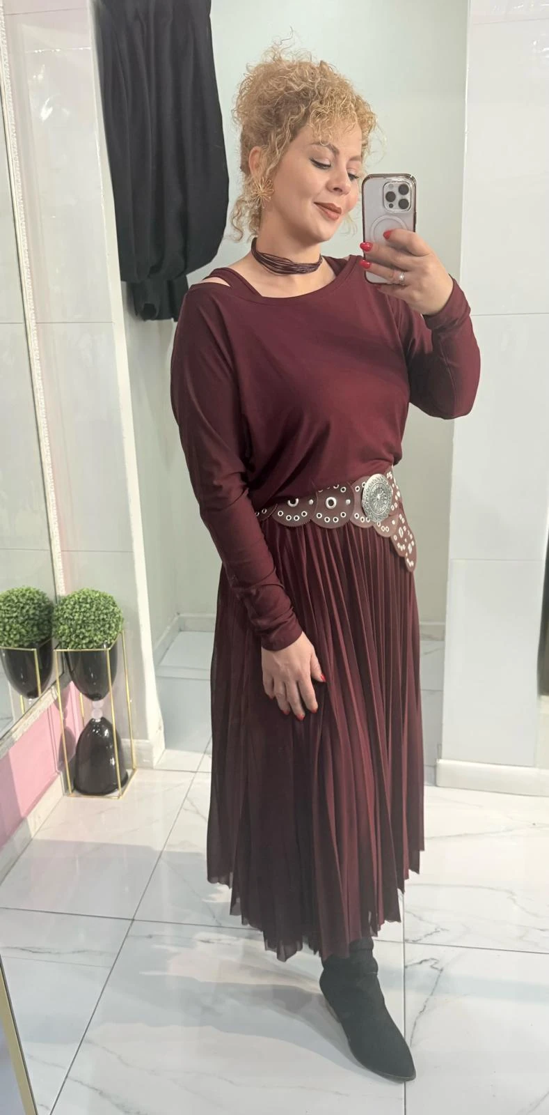 PLİSELİ İKİLİ ELBİSE