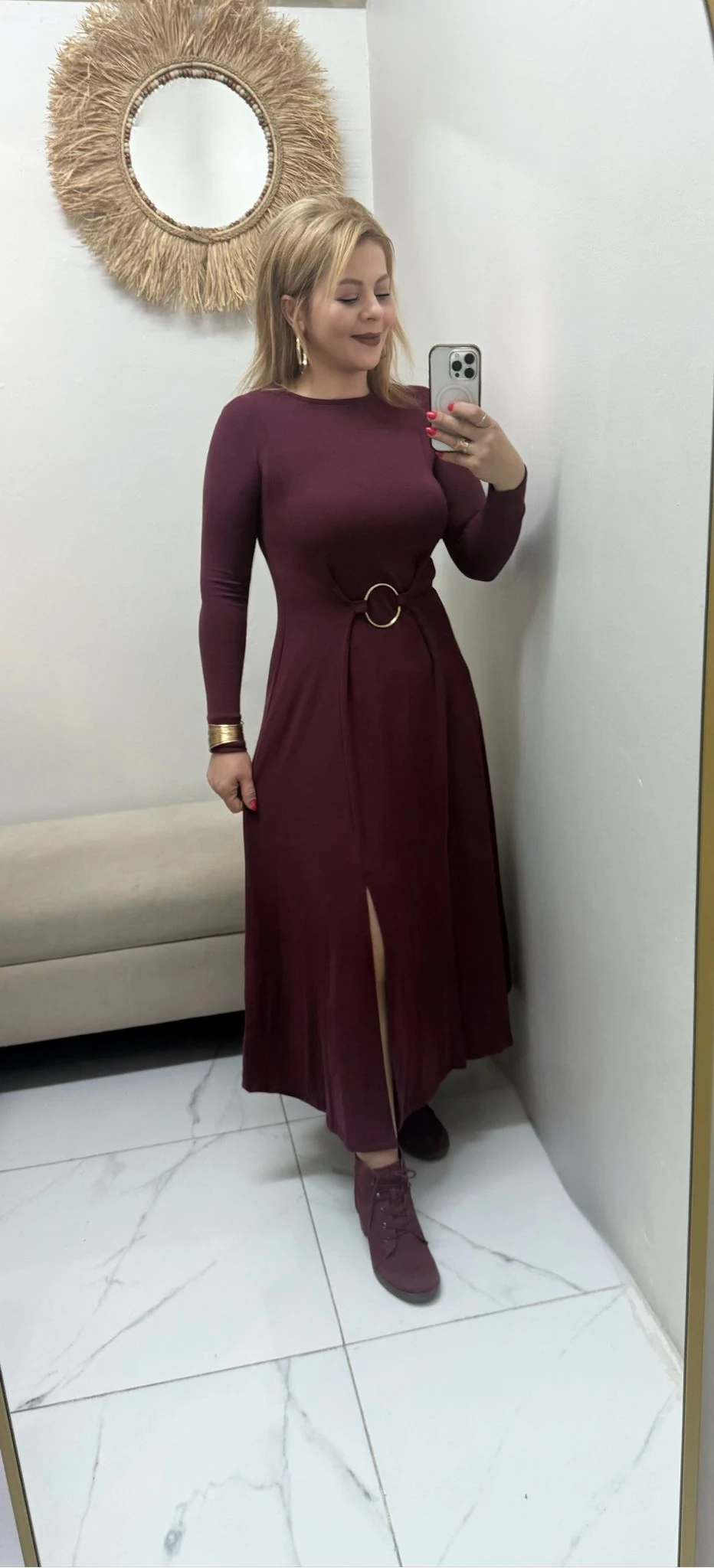 ÇİFT YIRTMAÇLI TRİKO ELBİSE