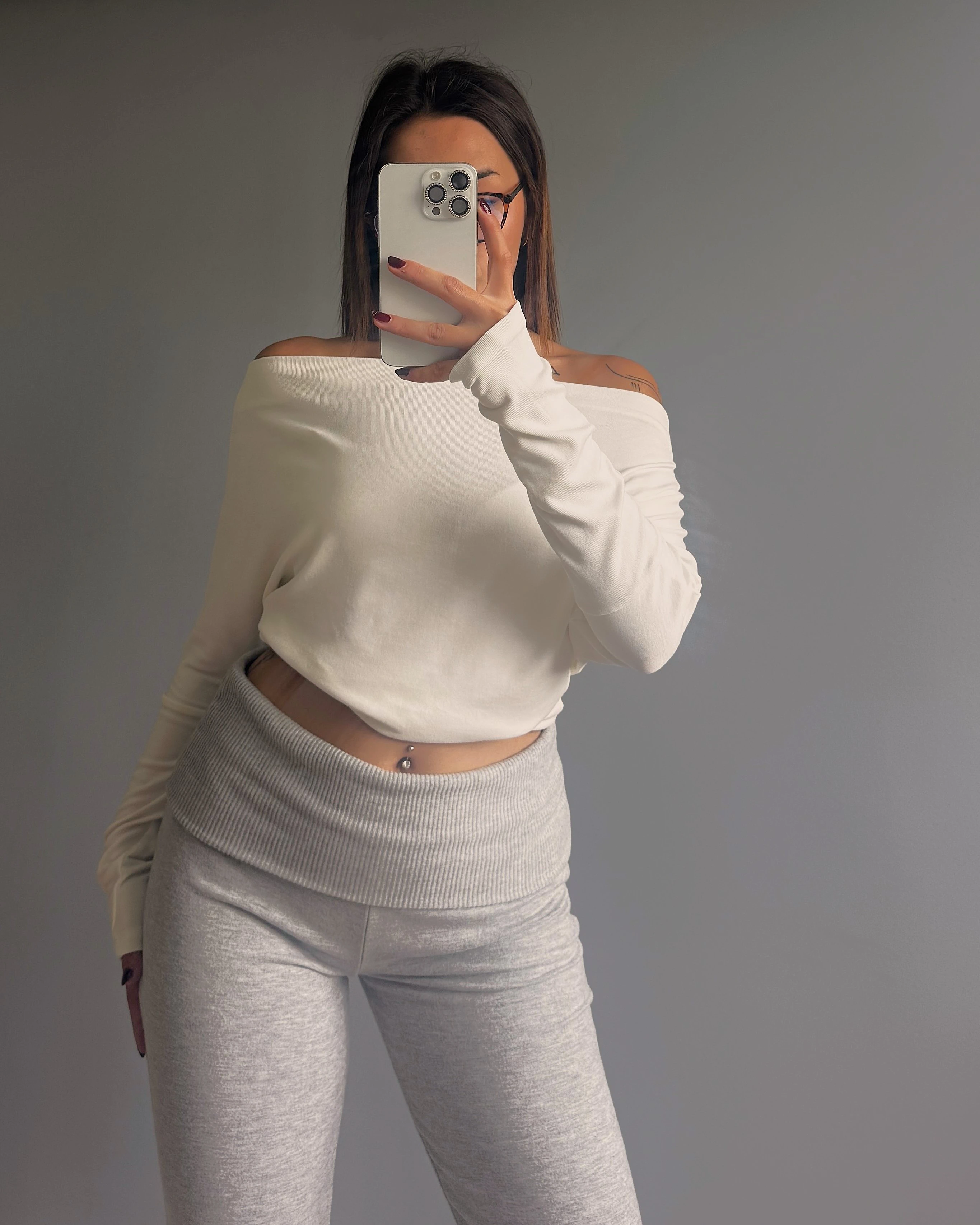 Uzun Kollu Basic Bluz Beyaz