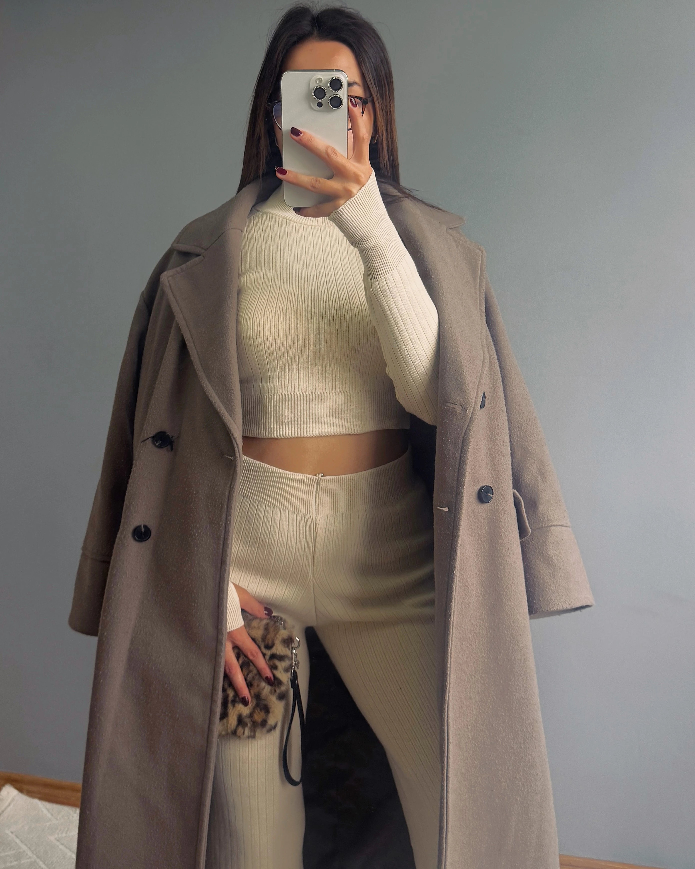 Alt Üst Takım Pantolonlu Crop Triko