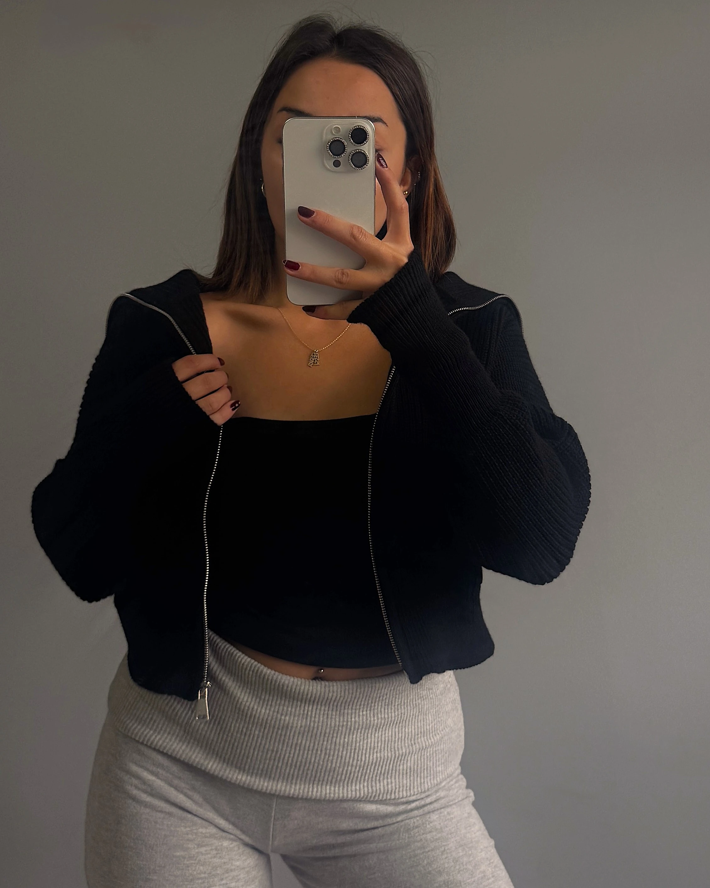 Fermuarlı Yaka Triko Hırka