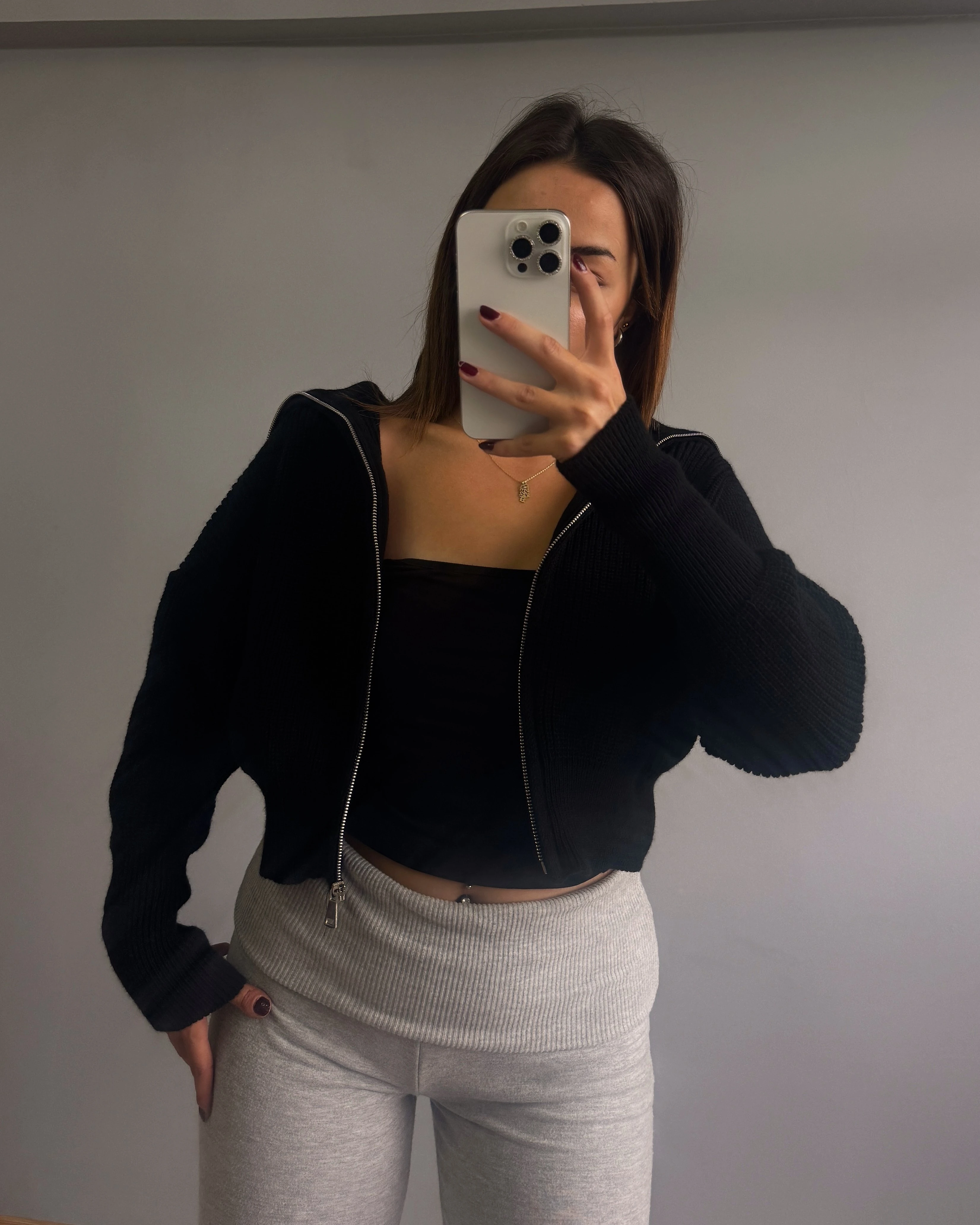 Fermuarlı Yaka Triko Hırka