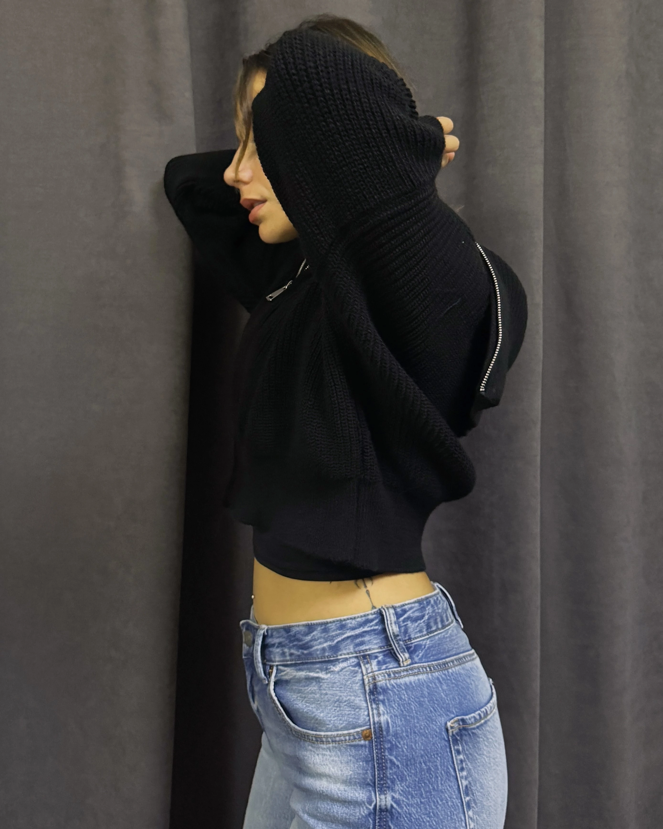 Fermuarlı Yaka Triko Hırka