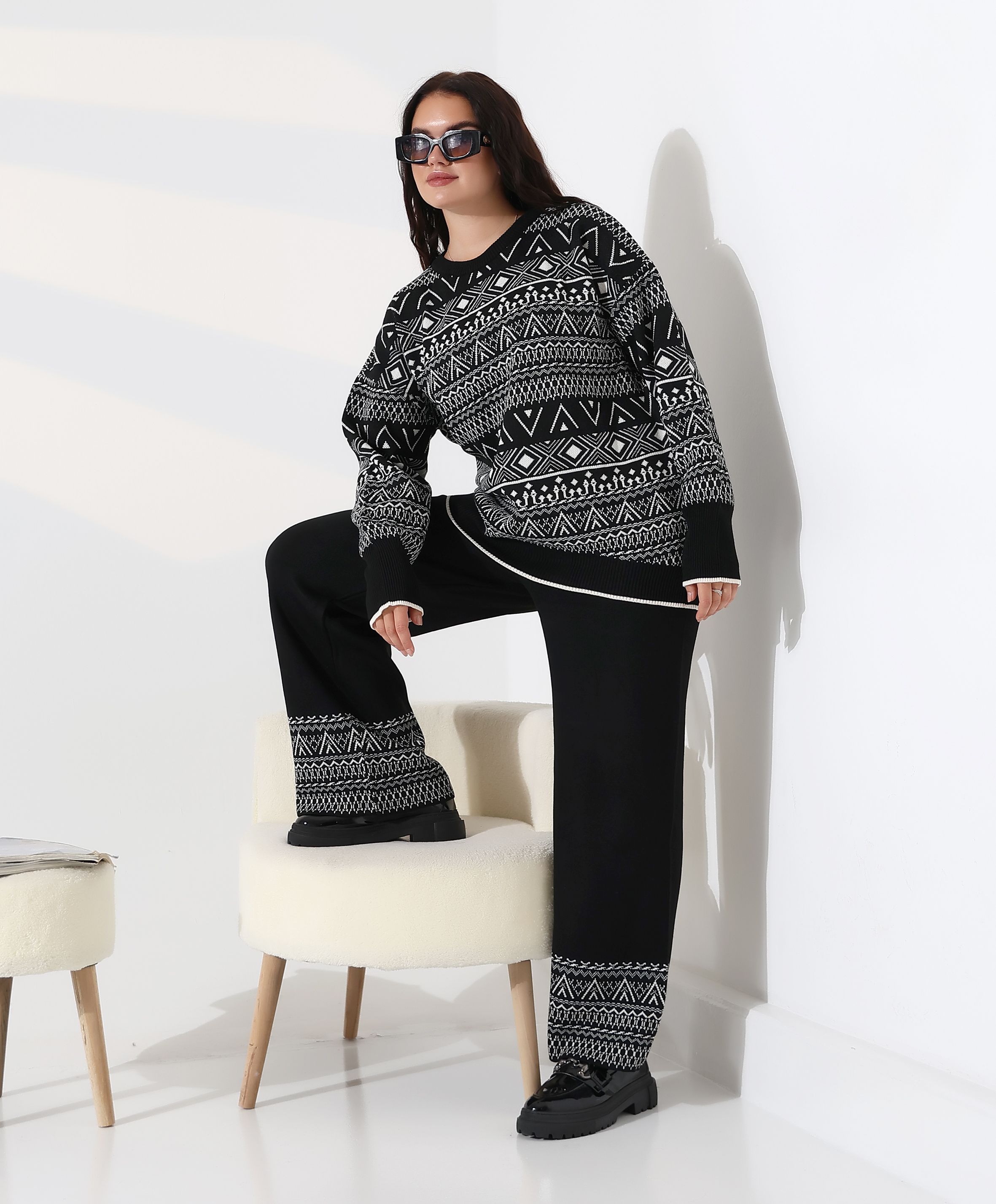 Jakarlı Oversize Alt-Üst Triko Takım