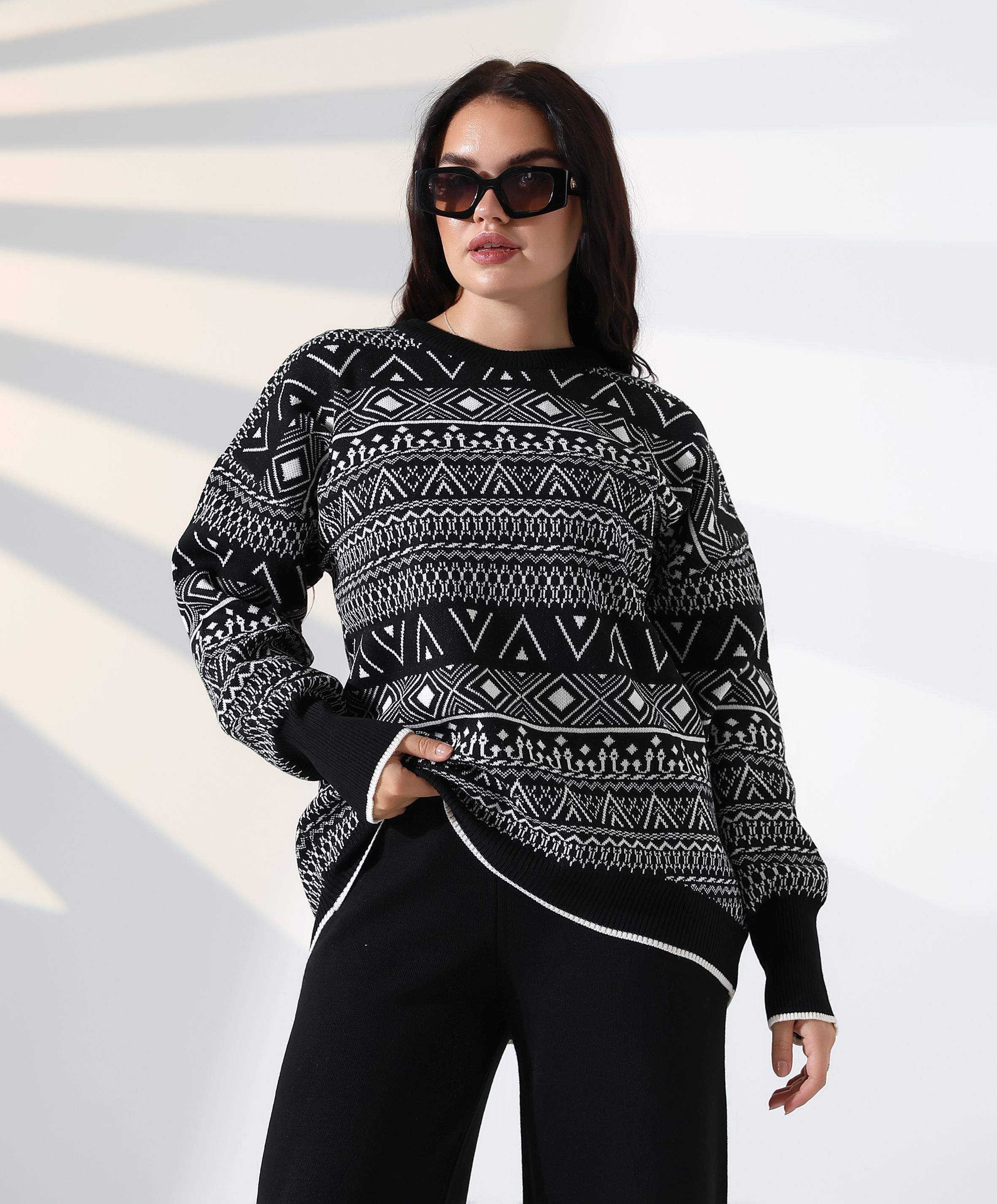 Jakarlı Oversize Alt-Üst Triko Takım