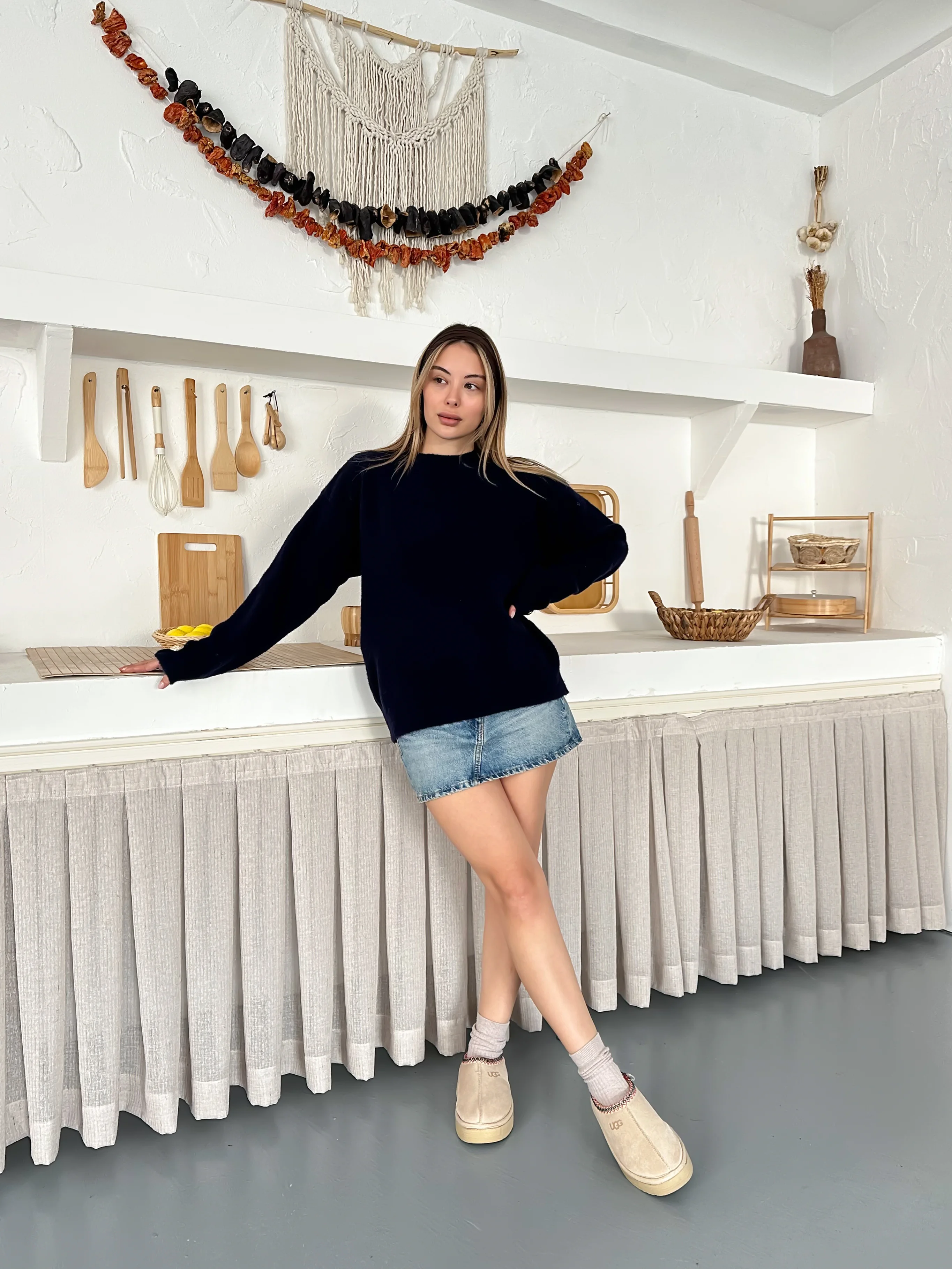 Basic Uzun Kollu Fit Triko Kazak - Lacivert