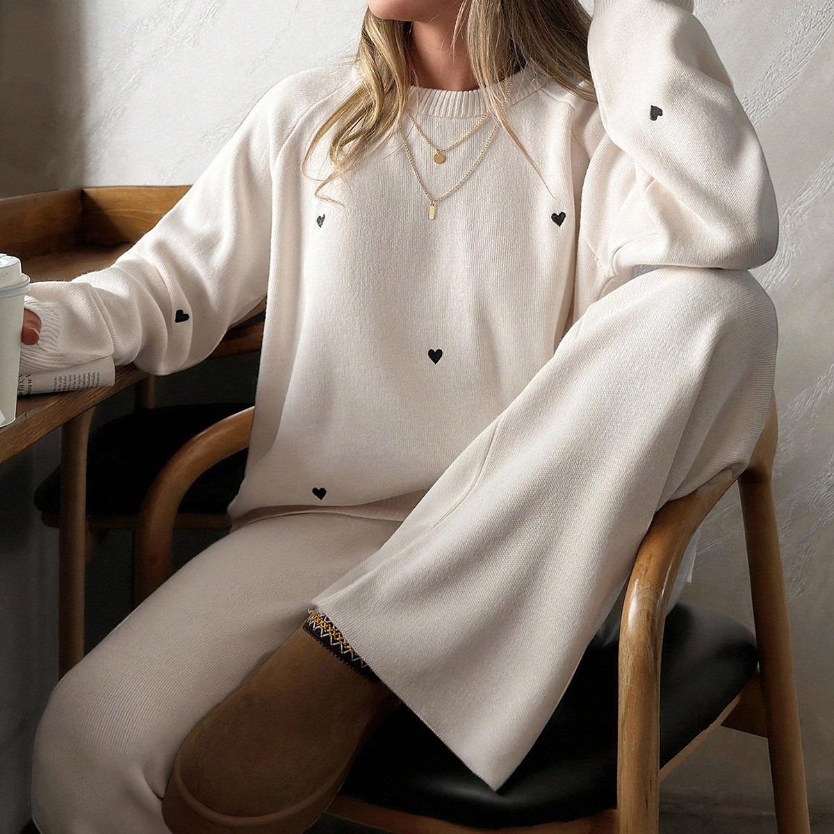 Mini Kalp Desenli Triko Takım