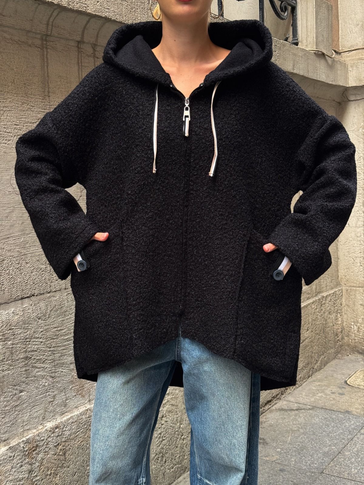Kapüşonlu Oversize Ceket
