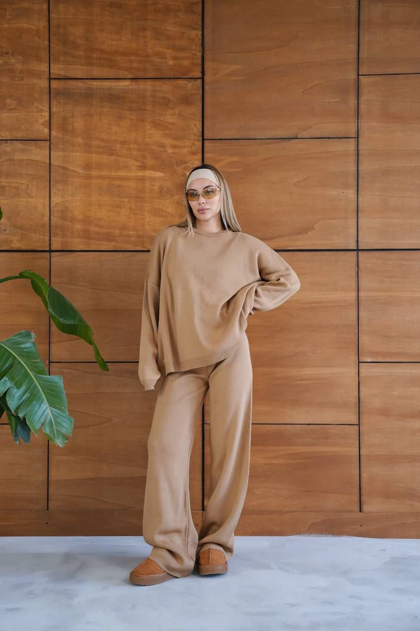 Gündelik Rahatlık Triko Takım - Kamel