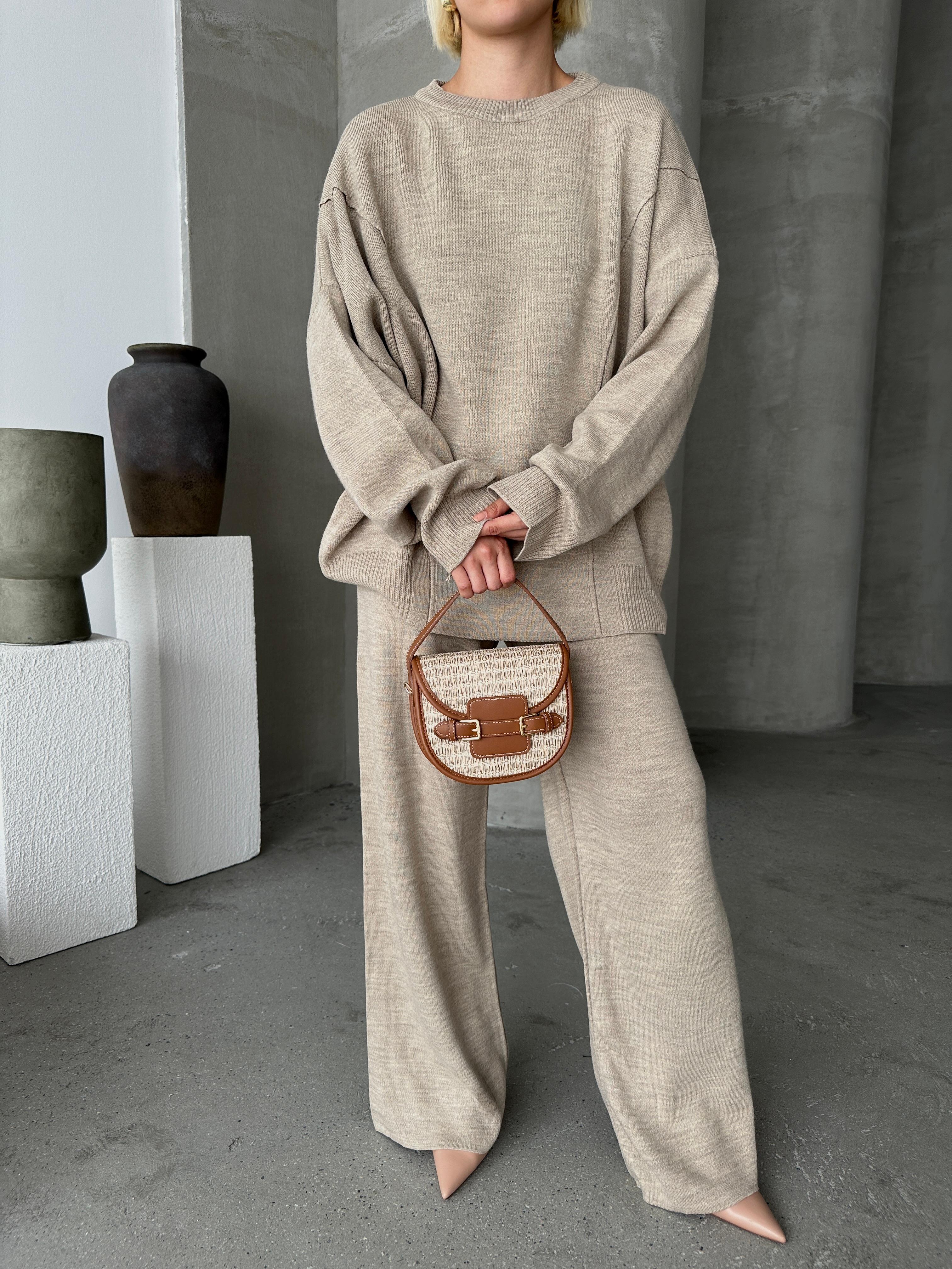 Sade Alt Üst Triko Takım - Oversize