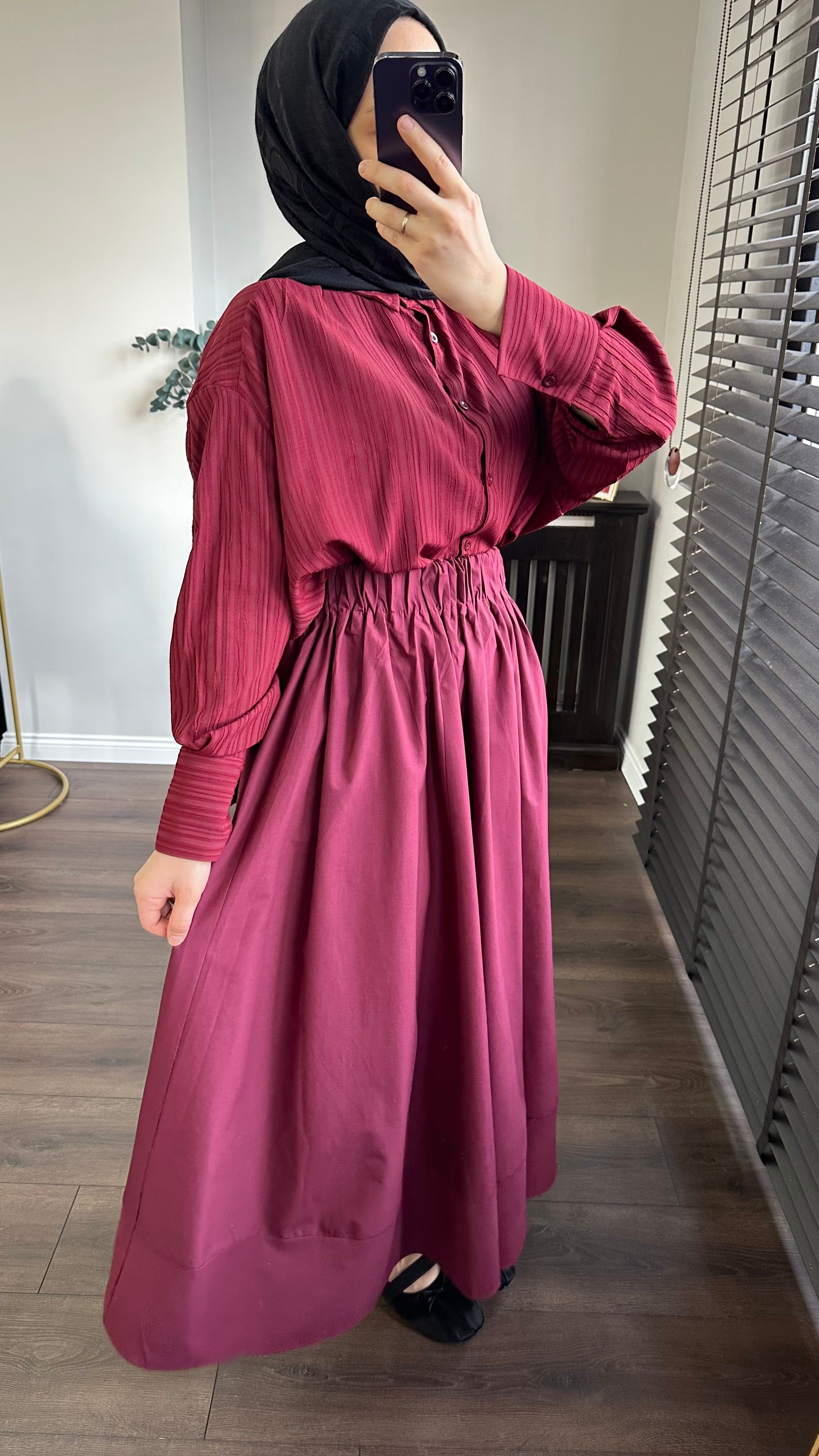 BÜRÜMCÜK MANŞETLİ GÖMLEK - BORDO image