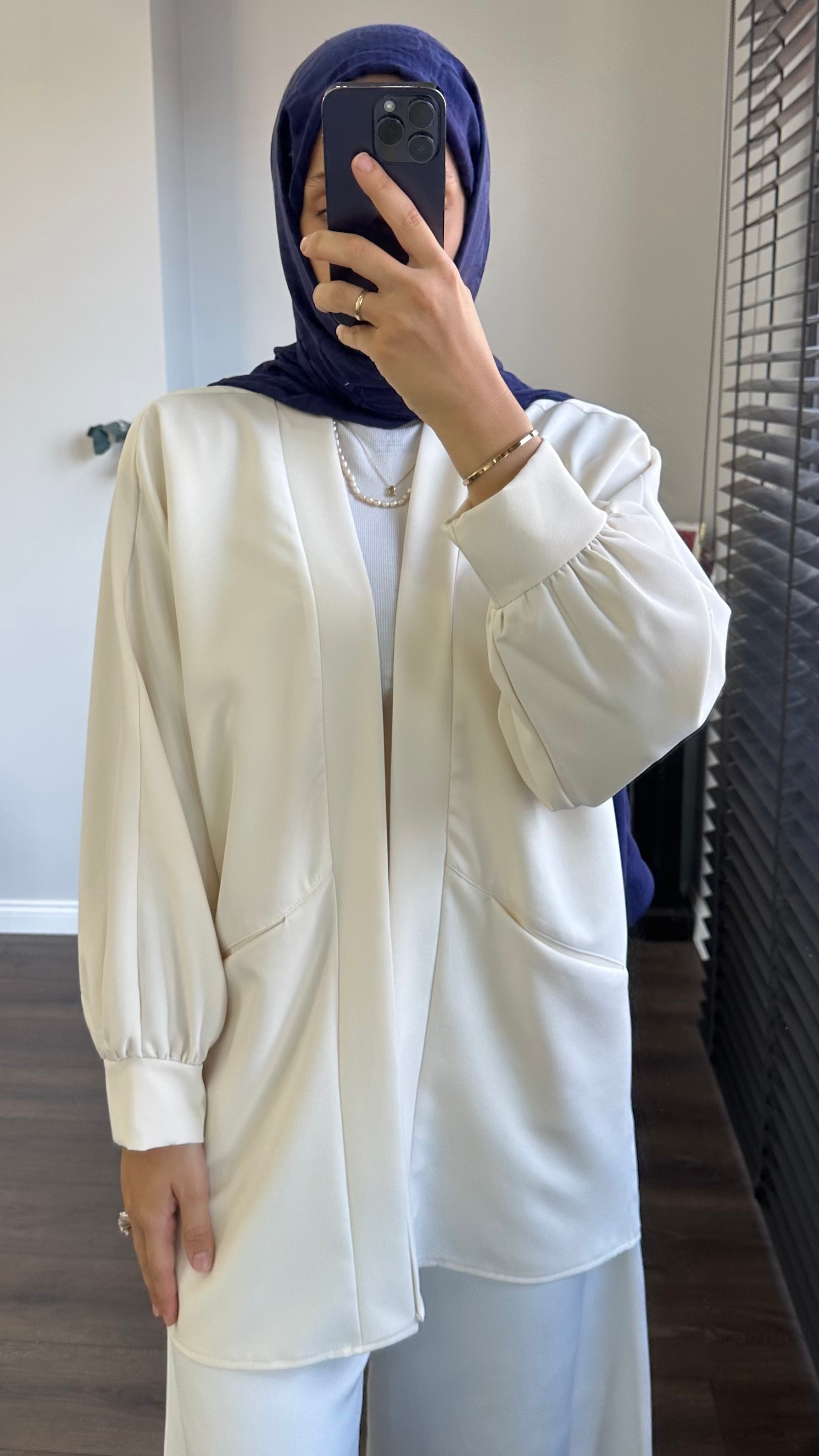 CEPLİ KİMONO - KREM image