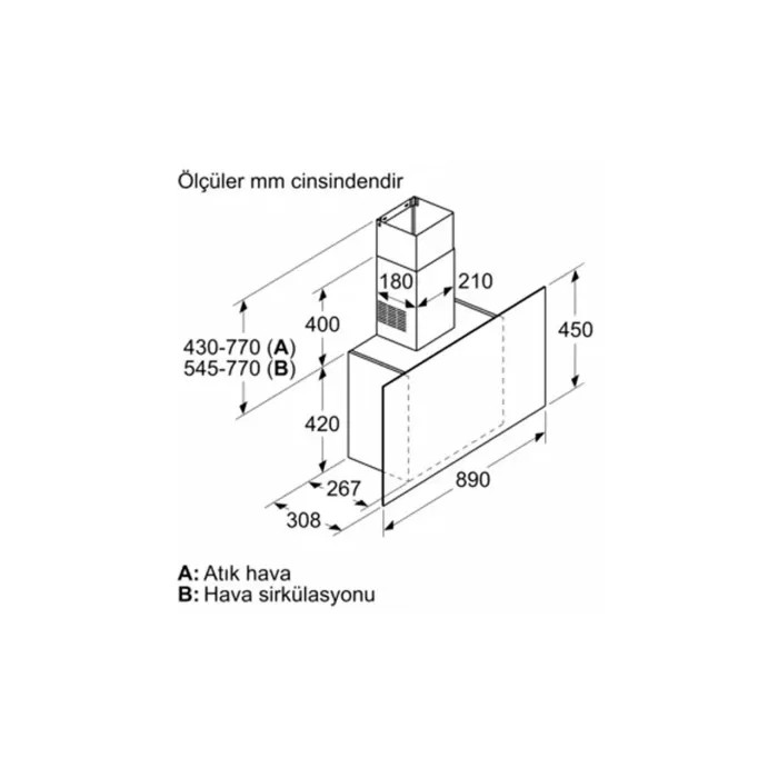 Siemens LC95FCJ60T 90 cm Siyah Cam Davlumbaz