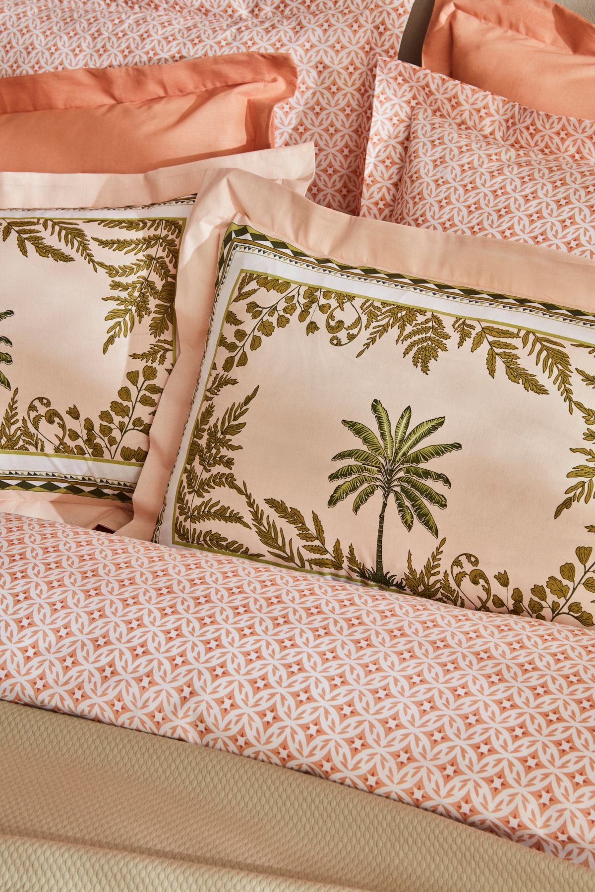 Afzelia Çift Kişilik Percale Nevresim Pike Takımı Pudra
