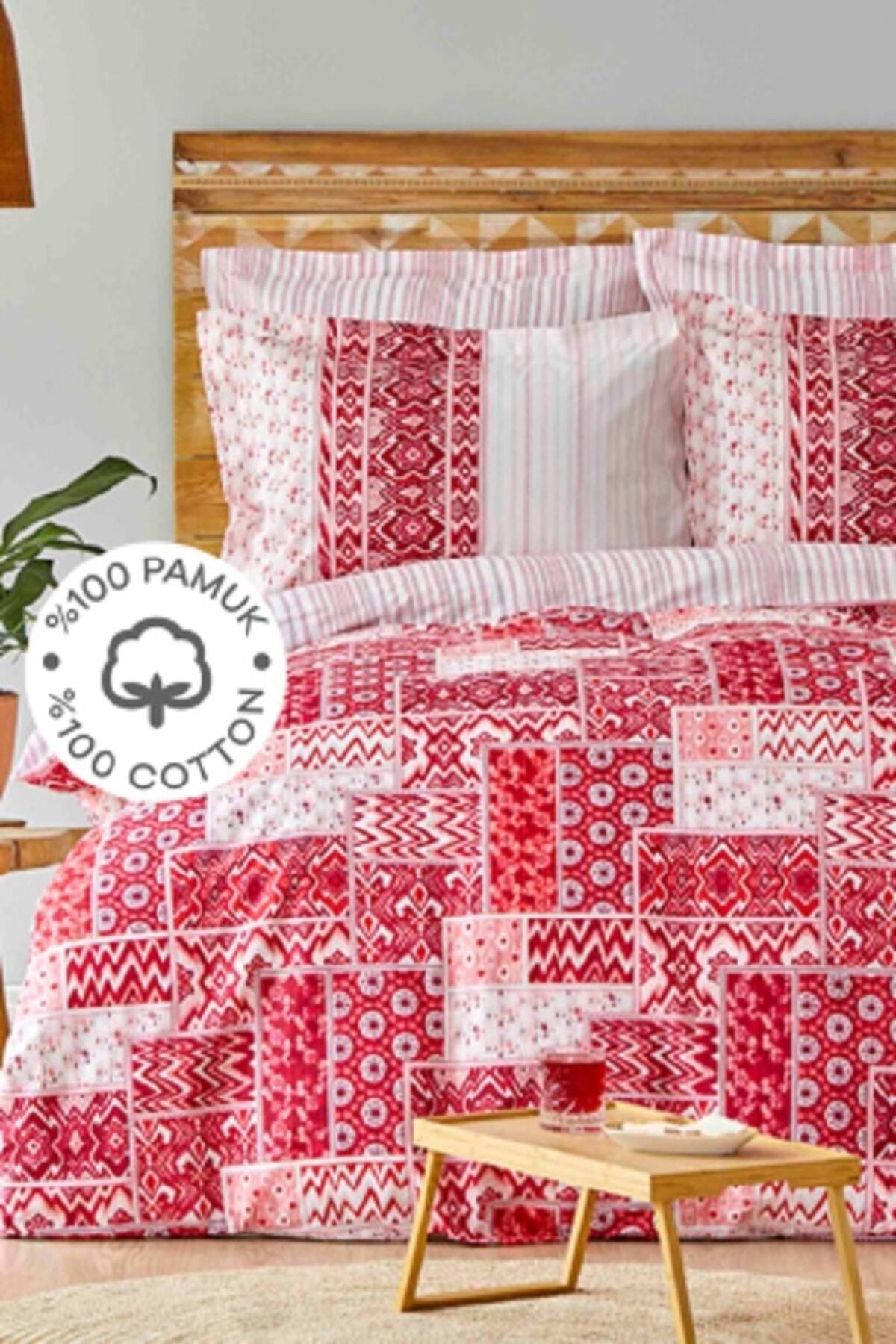 Karaca Home Pietra Kırmızı %100 Pamuk Tek Kişilik Nevresim Takımı