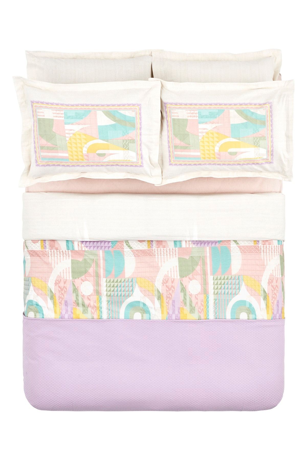 Pine Çift Kişilik Nevresim Pike Set Lila