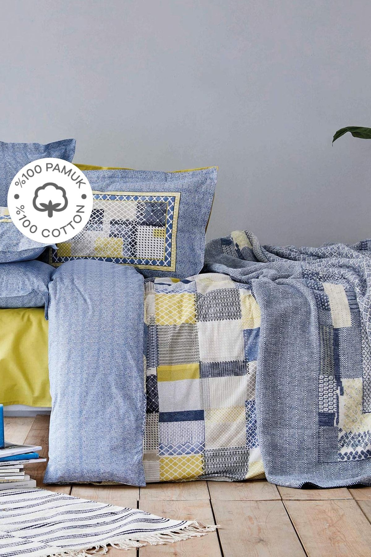Bosa Indigo %100 Pamuk Çift Kişilik Nevresim Takımı