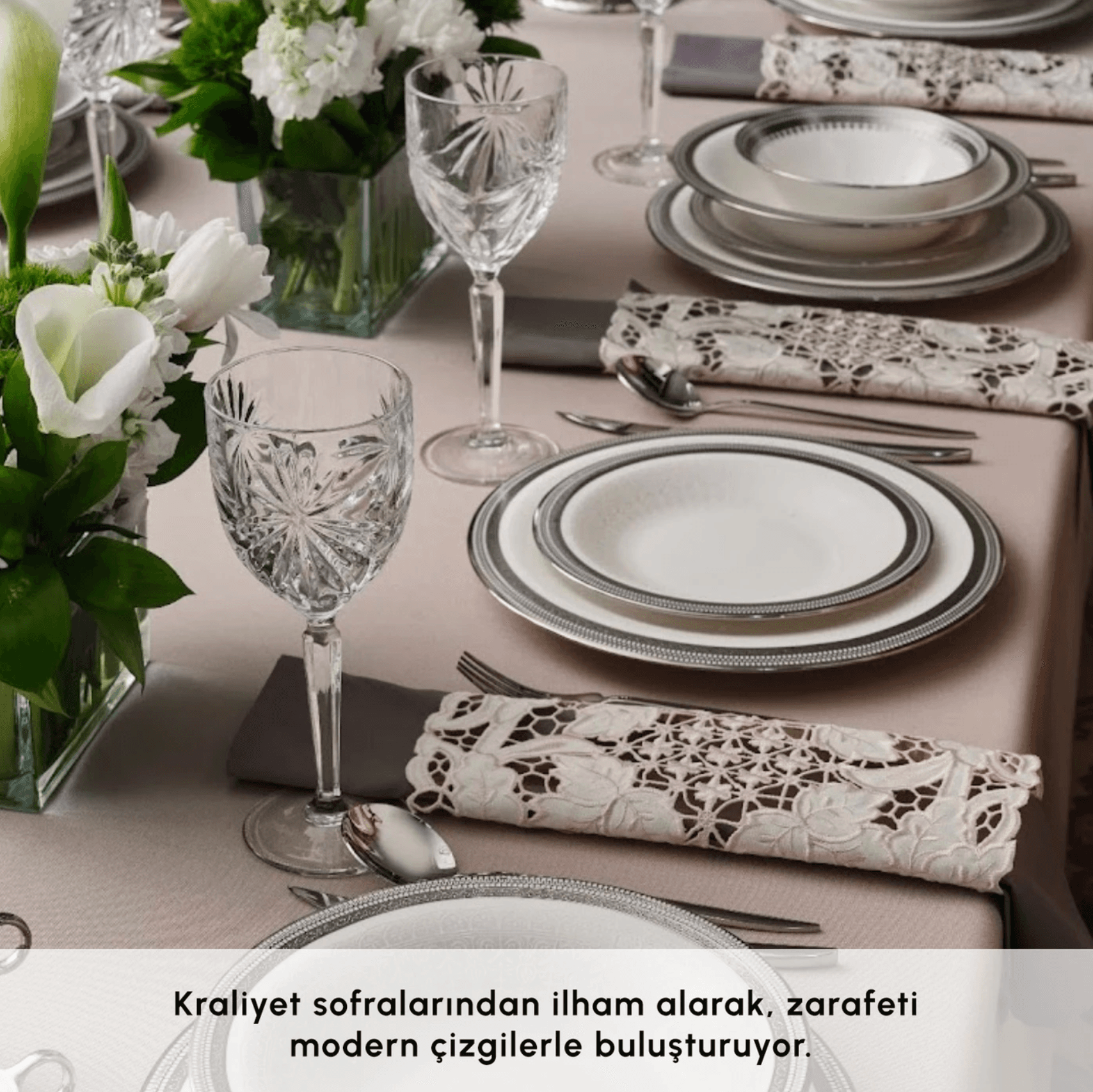 Karaca Royal Bone Kate 55 Parça 12 Kişilik Yemek Takımı Platin 