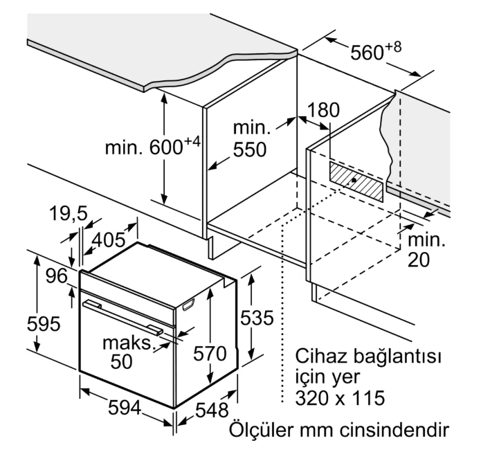 SİEMENS HU717ABV0T Buhar Destekli Ankastre Fırın 60 x 60 cm Beyaz