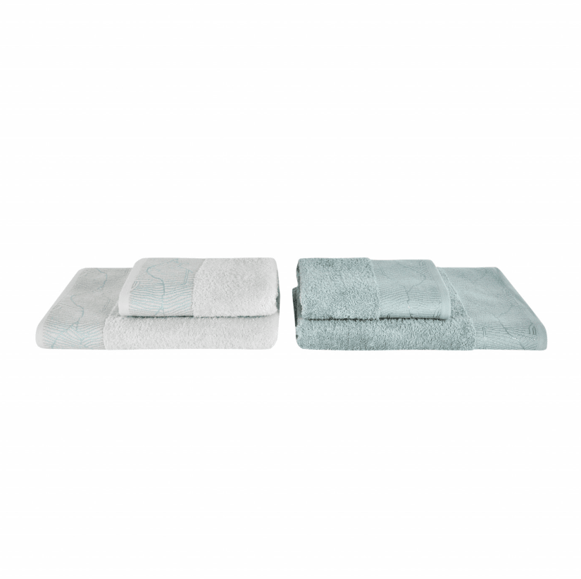 Karaca Home Edna 4 Parça Banyo/Baş Havlusu Hamam Seti Offwhite Mint