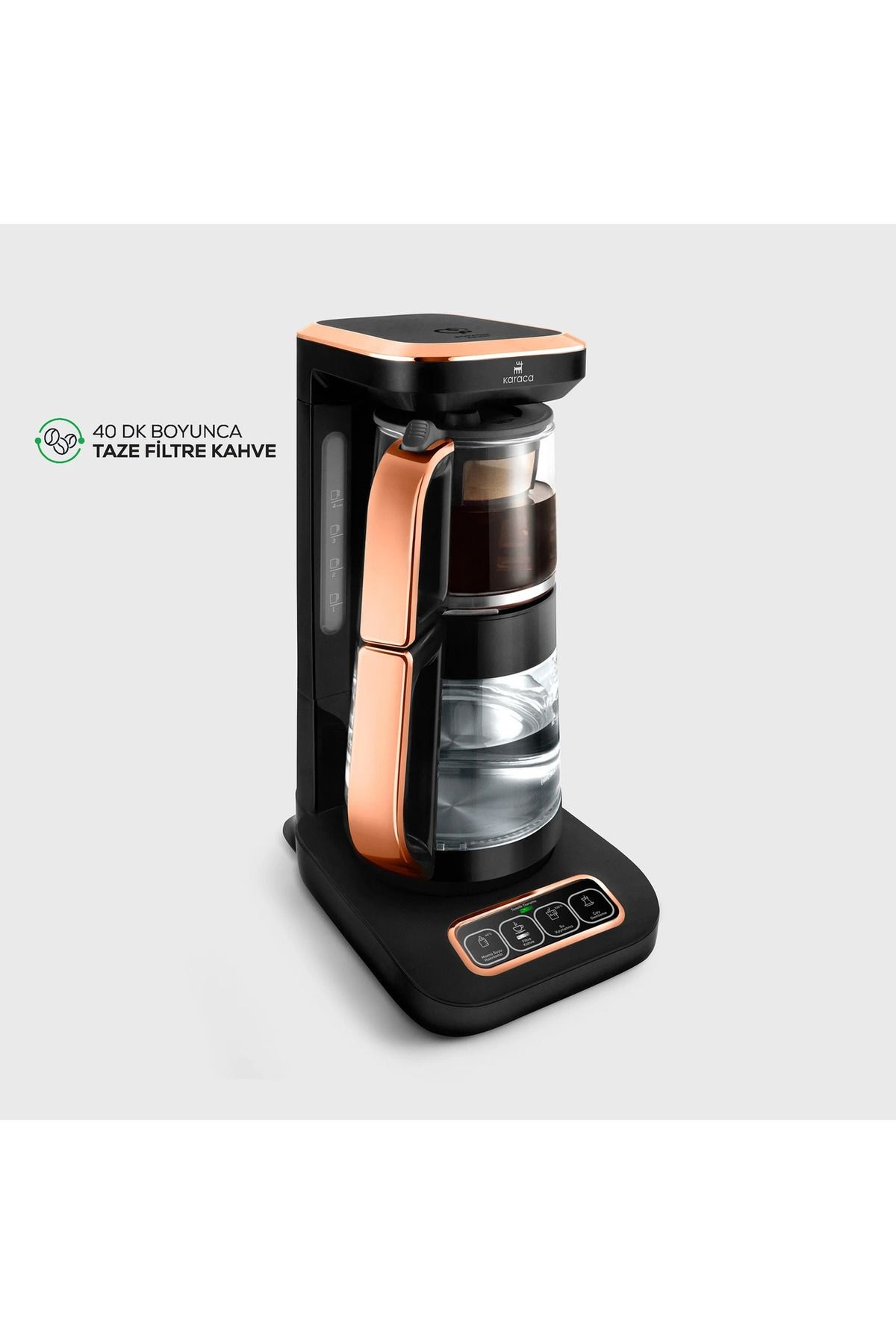 Karaca Robotea Pro 4 in 1 Konuşan Cam Çay Makinesi Black Copper