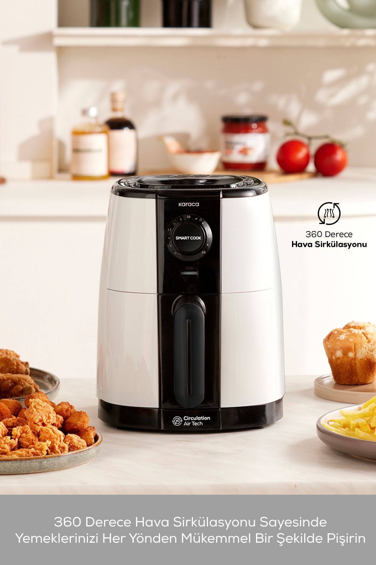 Smart Cook 60 Dakikaya Kadar Zaman Ayarlı Compact Airfryer Krem 2 Kişilik