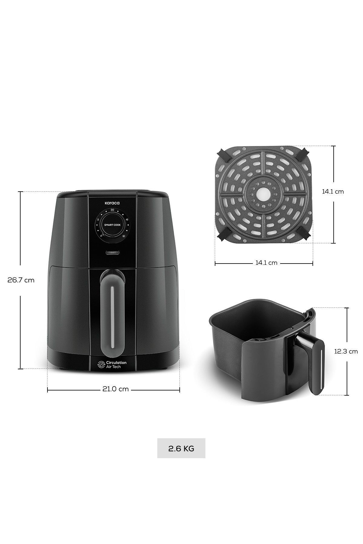 Smart Cook 60 Dakikaya Kadar Zaman Ayarlı Compact Airfryer Krem 2 Kişilik