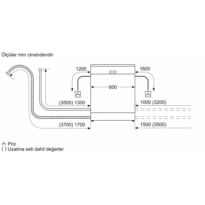 Siemens SN53IS50KT 5 Programlı Home Connect Yarı Ankastre Bulaşık Makinesi