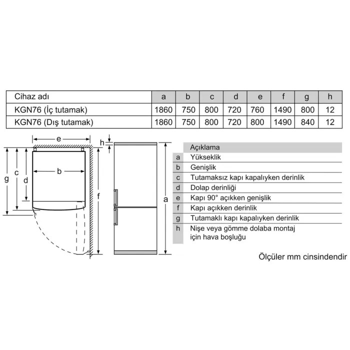 Siemens KG76NCIE0N XL Kolay Temizlenebilir Inox NoFrost Buzdolabı