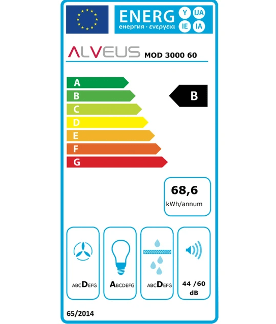 Alveus Mod 3000 60 cm Siyah Cam Davlumbaz
