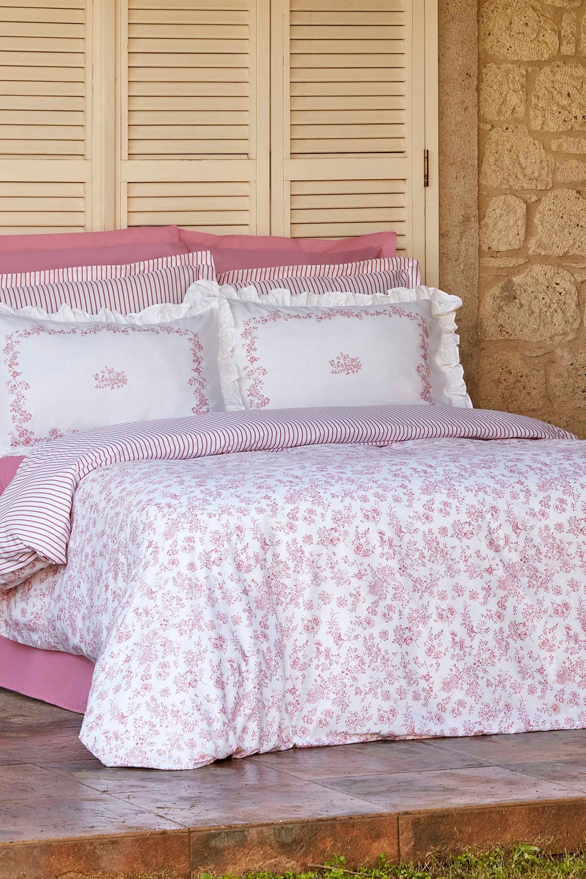Versay Çift Kişilik Percale Nevresim Takımı Pembe