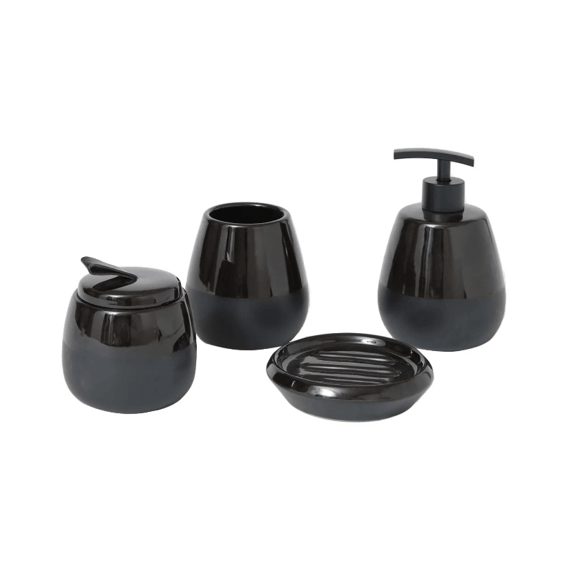 Karaca Home Black 4 Parça Banyo Seti