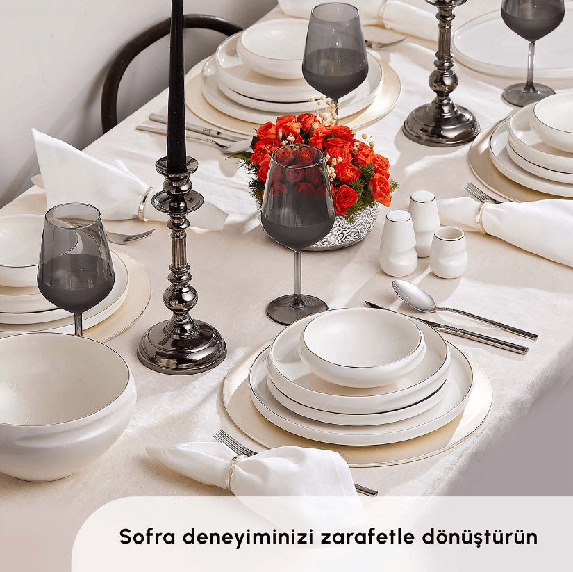 Karaca Red Carpet Collection Streamline Sunset Porselen 59 Parça 12 Kişilik Yemek Takımı Gold