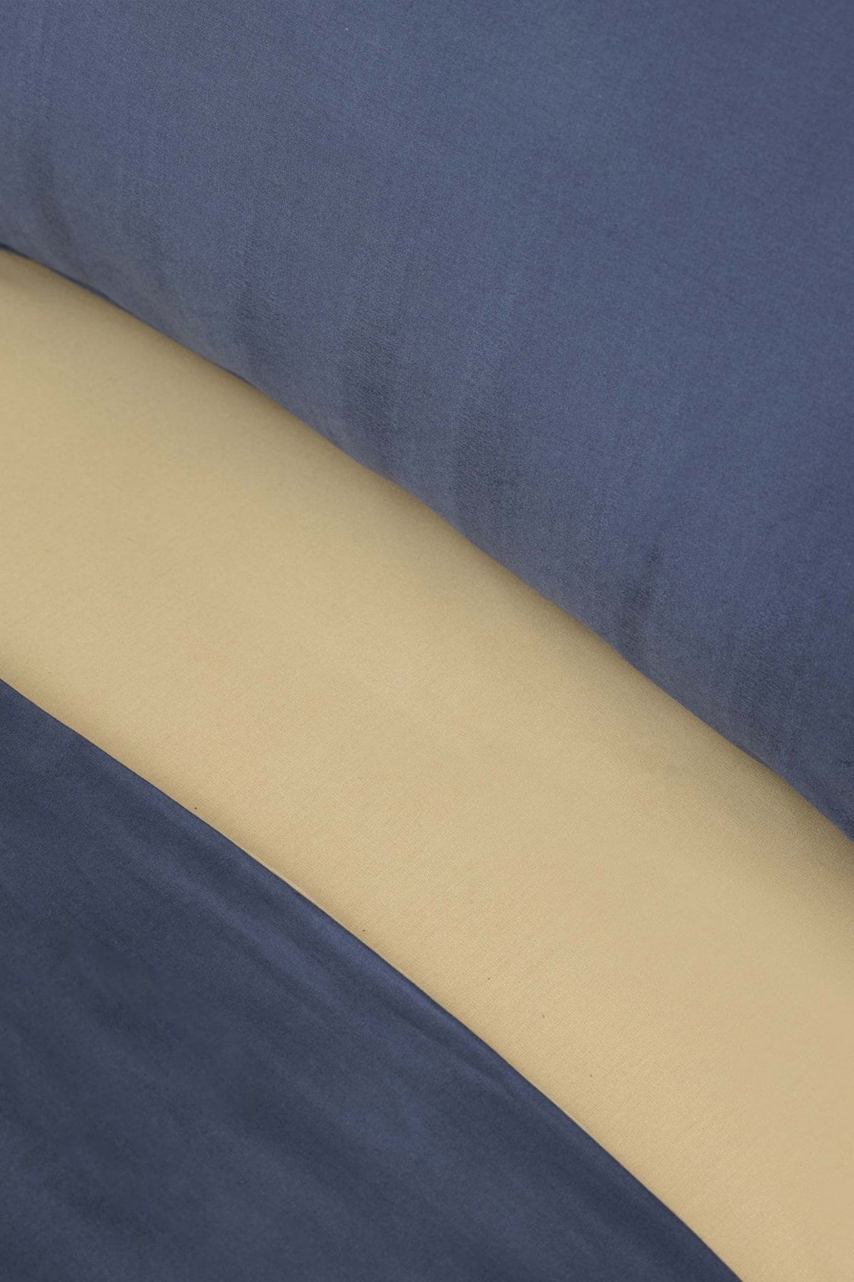 Basic Indigo-bej Çift Taraflı Çift Kişilik Nevresim Pike Takımı