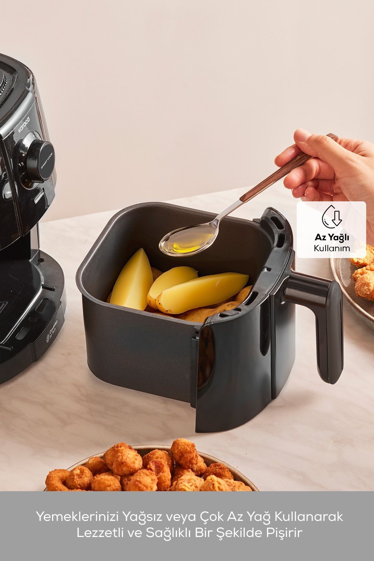 Smart Cook 60 Dakikaya Kadar Zaman Ayarlı Compact Airfryer Krem 2 Kişilik