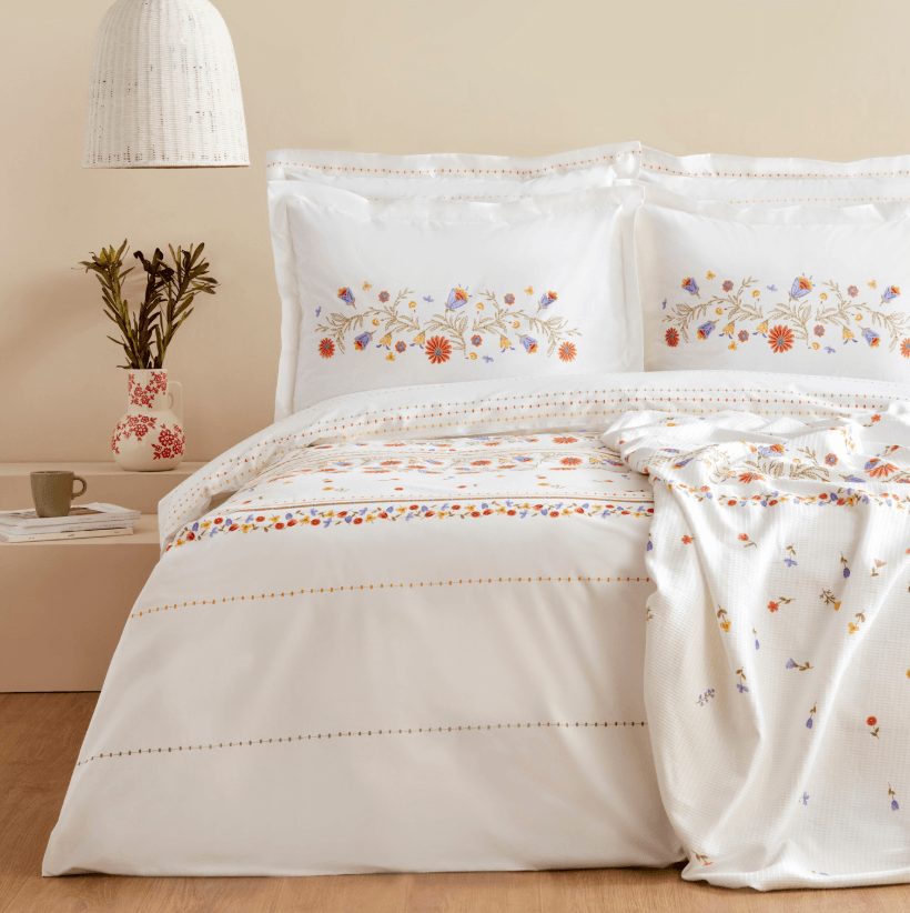Karaca Home Clarice %100 Pamuk Çift Kişilik Nevresim Pike Hediyeli Takım Multicolor