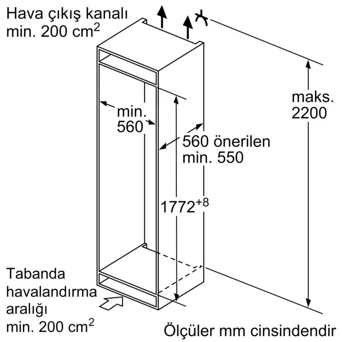 Siemens KI87SAFE0N 272 lt Ankastre Buzdolabı