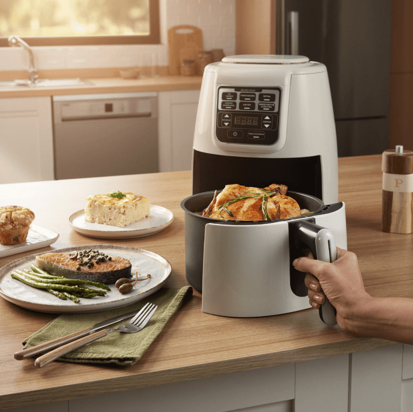 Karaca Air Pro Cook XL 2 in 1 Konuşan Airfryer Black Chrome 4 Kişilik