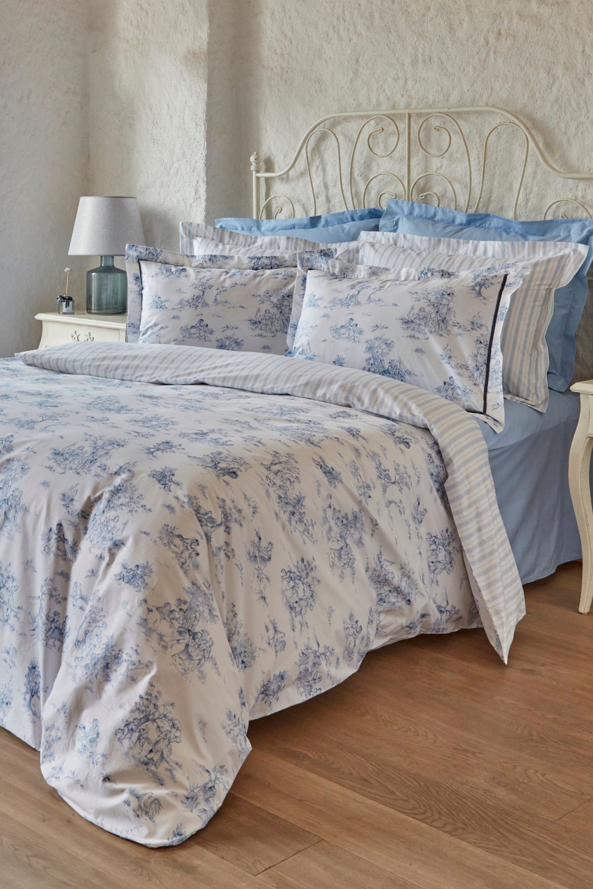 Parisien Çift Kişilik Percale Nevresim Takımı Mavi