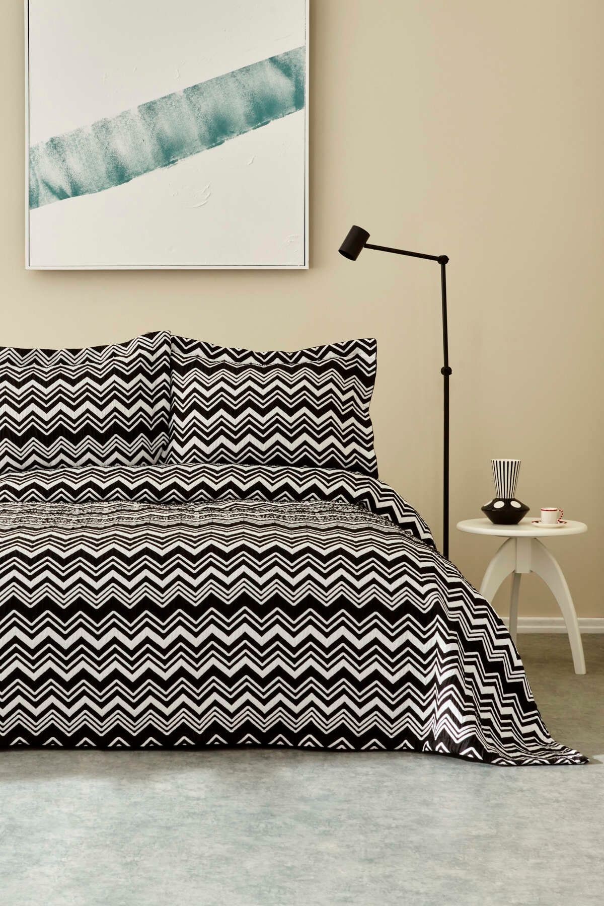 Wave Yatak Örtüsü Çift Kişilik Black